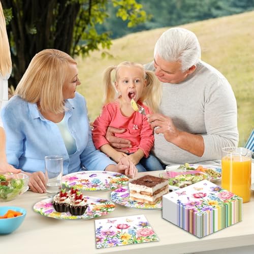 48Pcs Wildflower Party Decorations Disposable Vintage Floral Birthday Plates Napkins Forks Supplies Birthday Decor Serves 16 Wildflower Baby Girl Shower Decorations - Image 7