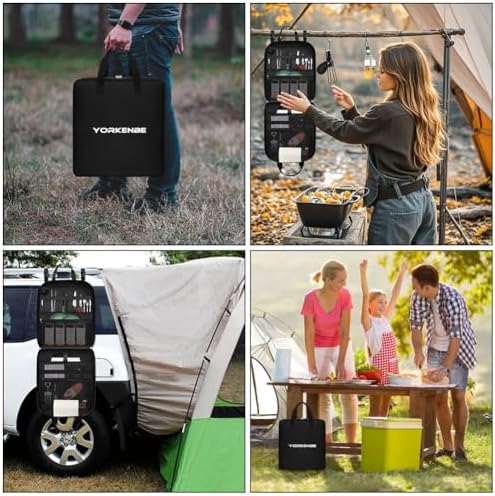 Large Camp Kitchen Organizer, High Capacity Camping Cooking Utensils Bag, with Paper Towel Holder, Multi-pocket Waterproof Camping Utensils Holder for BBQ Outdoor Cooking Essentials - Image 6