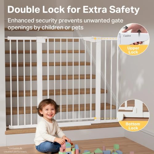 Cumbor 36 in Extra Tall Baby Gate for Stairs, 29.7-51.5 in Dog Gate White - Image 4