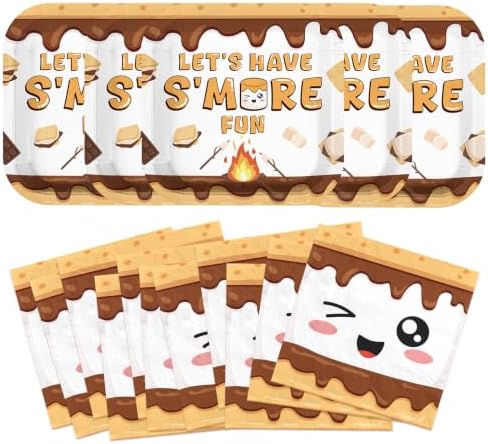 100Pcs S'more Camping Birthday Party Decorations, Serves 50 by Greencian