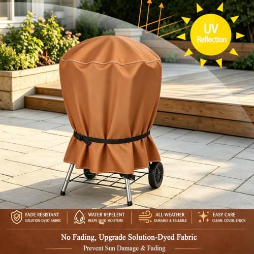 NettyPro Charcoal Kettle Grill Cover 26 inch Outdoor Round Smoker Cover - Image 5