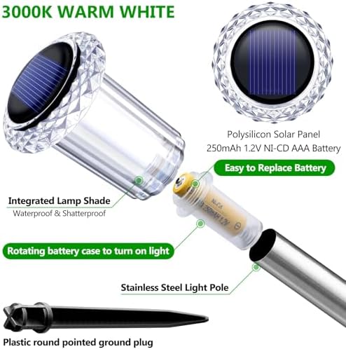 DenicMic Solar Garden Lights Outdoor Waterproof Warm White LED 15 Pack - Image 2