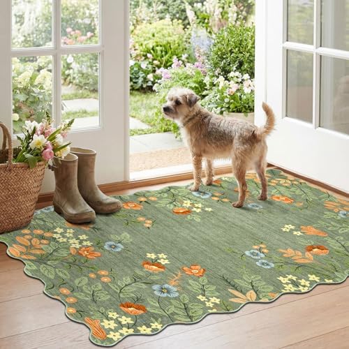 Floral Outdoor Rug, 28"x43" Front Door Mat Indoor Outside Entrance by Othilic