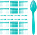Teal Plastic Spoons Heavy Duty, Disposable Party Supplies 104 PCS by FUEVING