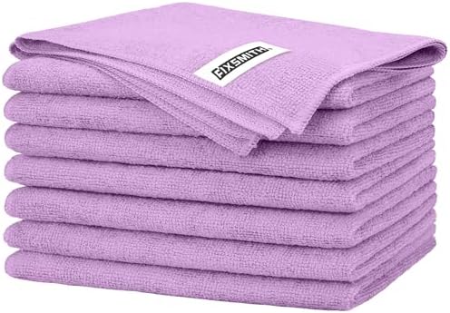 FIXSMITH Purple Microfiber Cleaning Cloth -Pack of 8, Highly Absorbent Cleaning Rags, 16"X12" All Purpose Cleaning Towels for Housekeeping, Kitchen, Car, Lint Free and Reusable Microfiber Towels by FIXSMITH