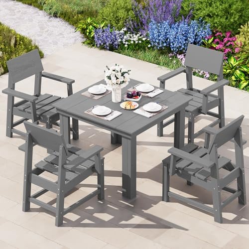 SERWALL HDPE Outdoor Dining Table and Chairs Set for 4 by SERWALL