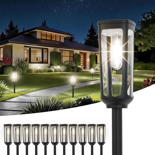 JEJOT Solar Pathway Lights Outdoor Waterproof, 12 Pack Solar Walkway Lights by JEJOT