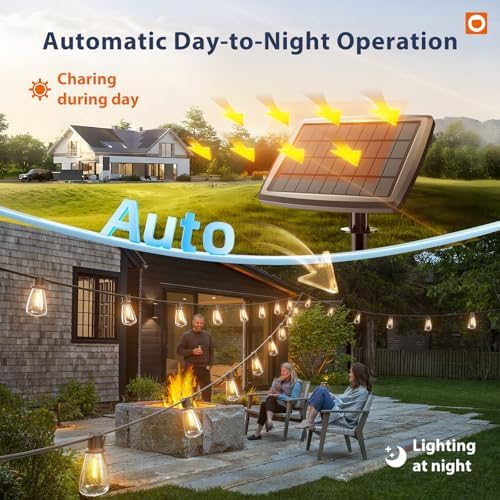 addlon 102FT(96+6) Solar String Lights Outdoor with Remote, Last 30+ Hrs - Image 3