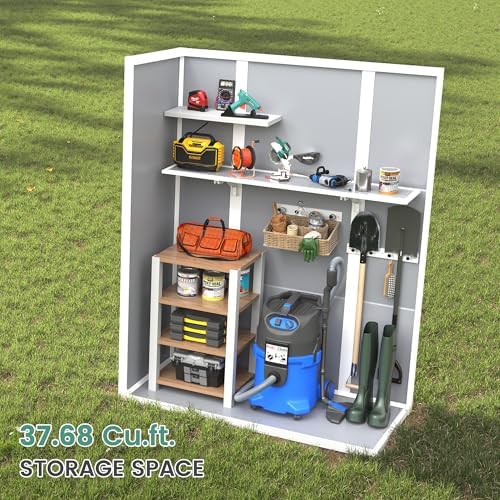 UDPATIO 51 Cu.ft Vertical Outdoor Storage Shed with Shelving Brackets,Grey - Image 3