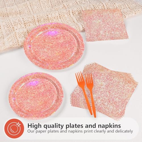96Pcs Iridescent Rose Gold Birthday Party Decorations, Serves 24 - Image 3