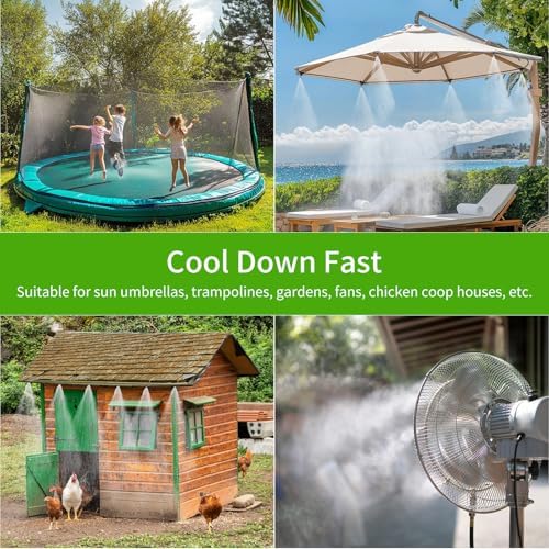 Outdoor Misting Cooling System, 32FT (10M) Misting Line + 8 Adjustable 360° Nozzles + 3/4” Threaded Adapter, Garden, Greenhouse, Misters for Outside Patio - Image 7