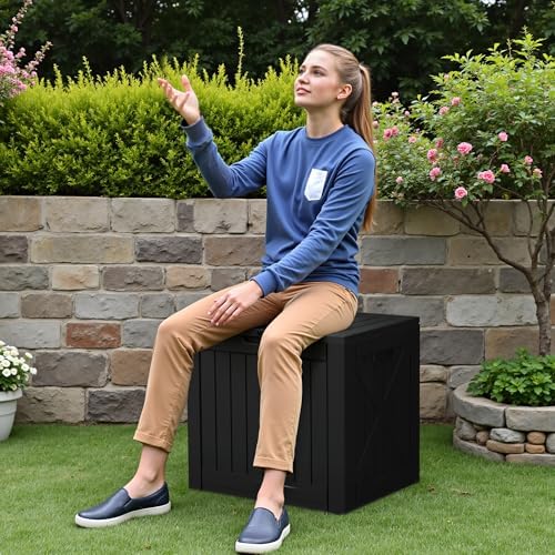 Devoko 40 Gallon Deck Box Lockable Outdoor Storage Box Waterproof for Patio - Image 6