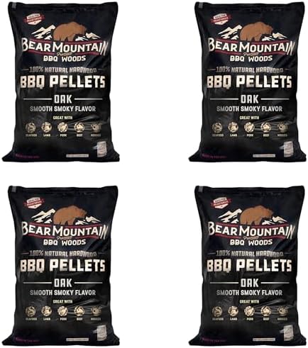 Bear Mountain BBQ Premium All Natural Hardwood Red and White Oak Wood Chip Pellets for Outdoor Gas, Charcoal, and Electric Grills, 20 Pounds (4 Pack) by BearMountainBBQ