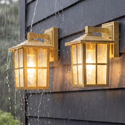 KDG Gold Outdoor Waterproof Modern Patio Wall Light Fixtures Set of 2 by KDG