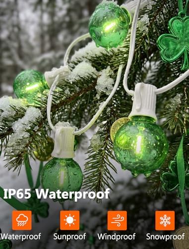 25FT G40 LED Green String Lights Outdoor with 27 Shatterproof Globe Bulbs - Image 3