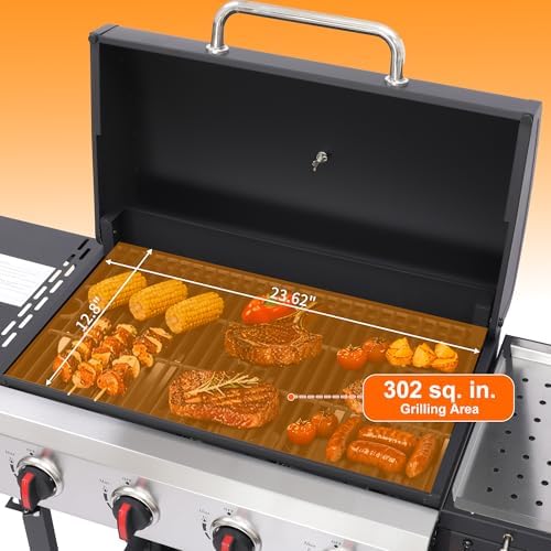 4-Burner Propane Gas Grill with Cast Iron Grate - 40000 BTU Output & Easy-Clean Grease Management for Perfect BBQs (4-Burner) - Image 3