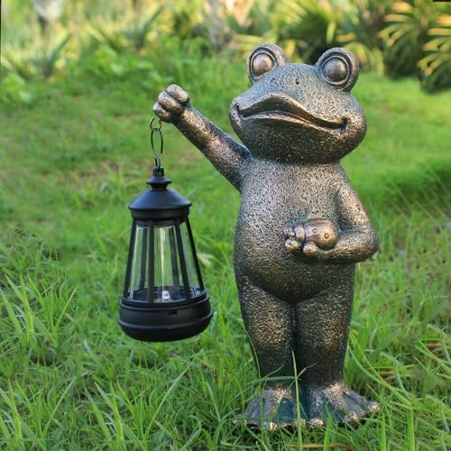 Garden Frog Statue Gifts Outdoor Fairy Garden Accessories Outdoor Lights Solar Garden Frog Decor Art Housewarming Gift for Patio,Yard,Lawn Ornament - Image 5