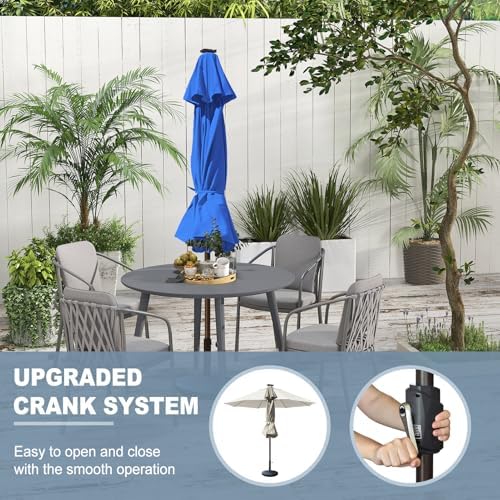 EliteShade USA 10-Year-Non-Fading 10ft Market Patio Umbrella, Commercial Grade Table Sun Umbrella with 80 Solar LED Lights, Crank Open, Windproof & UPF 50+ UV Protection for Garden, Deck, Pool, Backyard, No Tilt, Royal Blue - Image 4