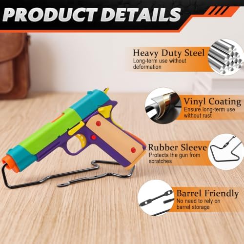 Yaocom 5 Pcs Pistol Display Stand Gun for Pistols Indoor Secure Pistol Holder and Gun Display Organizer for Safes or Auction Veterans Cabinets Gifts for Man - Image 3