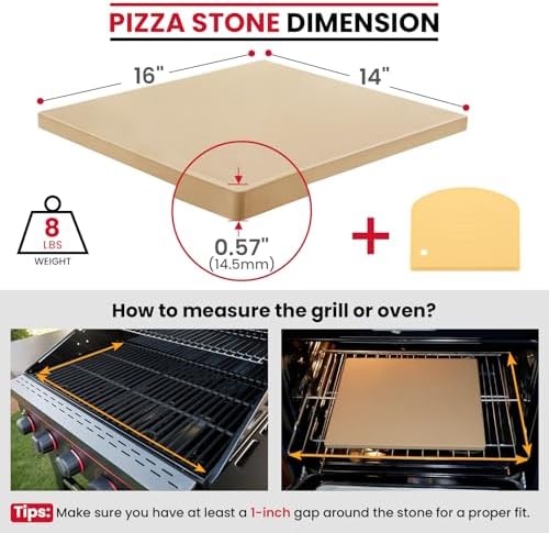 Unicook 16 x 14 Inch Pizza Stone for Oven and Grill, Rectangular, 8 Lbs - Image 2