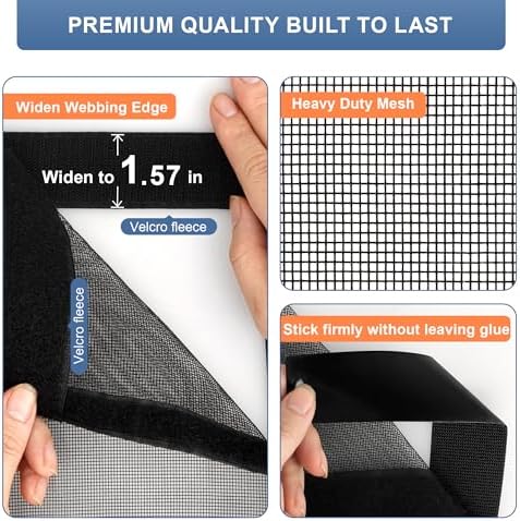 METAONLY Fiberglass Magnetic Screen Door Mesh, Works for Patio, Sliding Door, Keeps Bug Mosquito Out, Fresh Air Flow, Fits 36" x 80" Door - Curtain Size 38" x 82", Black - Image 6