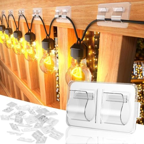 Hooks for Outdoor String Lights Clips: 26Pcs Double Hooks for Hanging by BrightenEveryHolidayMoment