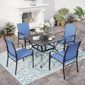 SUNSHINE VALLEY 5pc Patio Dining Set, 37" Square Table & 4 Blue Chairs by SUNSHINEVALLEY