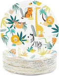 BLUE PANDA Jungle Party Plates - Safari Animal Paper Plates - 9-Inch Blue, Pack of 80 - Disposable Dessert & Cake Serveware for Zoo Theme by BluePanda