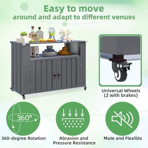 AECOJOY Outdoor Grill Cart with Storage Cabinet, 43'' Stainless Steel Top - Image 3