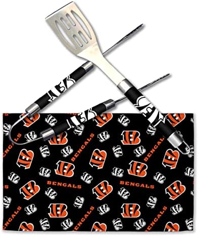 NORTHWEST NFL 3 Piece Team Color and Logo BBQ Grill Set: Spatula, Tongs, and Towel by Northwest