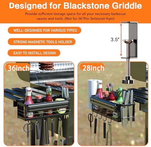 LIVOD Griddle Caddy - Magnetic Tool Holder for Blackstone Grills (17"-36") with Paper Towel Holder & Knife Rack - Image 3