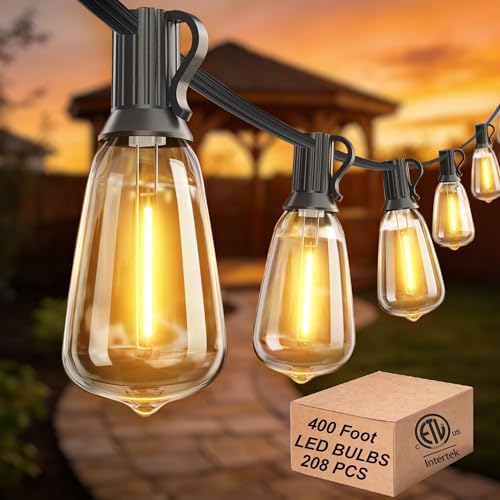 Outdoor String Lights 400FT Waterproof Outside Lighting for Patio Backyard by Lifeisgood