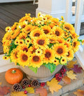 Sunflowers Artificial Flowers, 10 Bunches Fake Sunflower Artificial Flowers for Outdoors Spring Summer Decoration Look Real UV Resistant Fake Flowers for Home Porch Garden Wedding Party Office Indoor by INSPRING