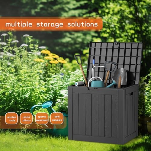 ROJIK 50 Gallon Deck Boxes Outdoor Waterproof Storage Box, Grey - Image 2