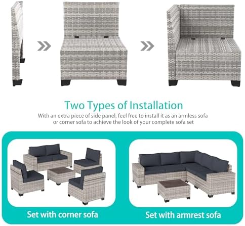 Outdoor Patio Furniture Set PE Wicker Rattan Outdoor Sectional Sofa - Image 2