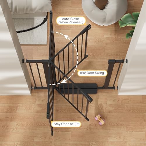 Cumbor 36 in Extra Tall Baby Gate for Doorways, 30-40.6 in Dog Gate Black - Image 4