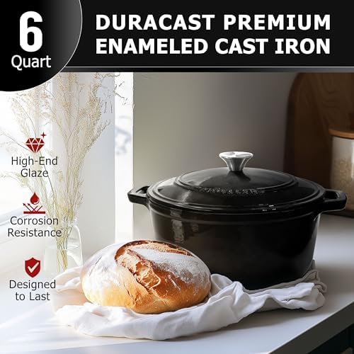 MUELLER HOME 6 Quart Enameled Cast Iron Pot Dutch Oven, Heavy-Duty - Image 2