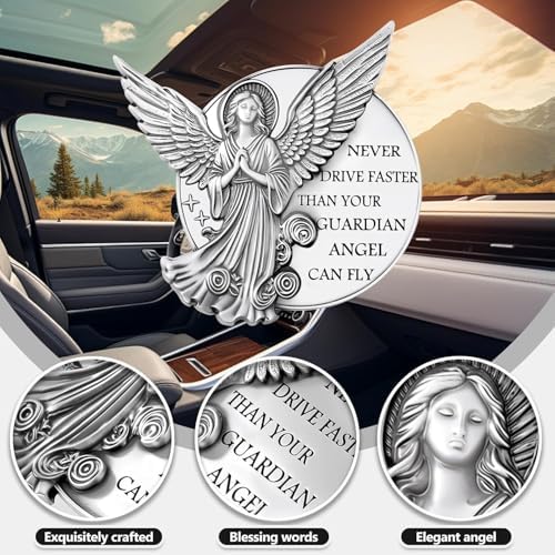 Guardian Angel Visor Clip for Car,Never Drive Faster Clip 2.95 Inch, Drive Safe Inspirational Gifts for Women Men (4pcs Guadian Angel Pouch Pack) - Image 3