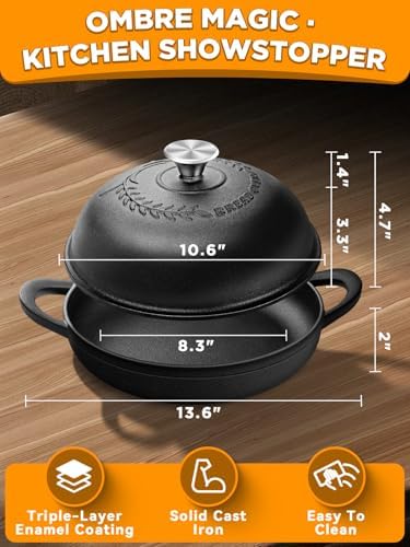 Dutch Oven Bread Baking Pot with Lid 6QT Enameled Cast Iron Oven, Matte Black Design & Sourdough Kit (Silicone Sling) for Artisan Bread Making - Image 2