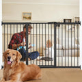 Extra Wide Dog Gate for Doorways Hallways 65.7"-71.2", 30 in Tall Baby Gates with Door No Drill, Auto Close Child Safety Gate for Pet Kid Doggie Cat Proof, Large Long Dog Barrier Indoor House, Black by Unknown