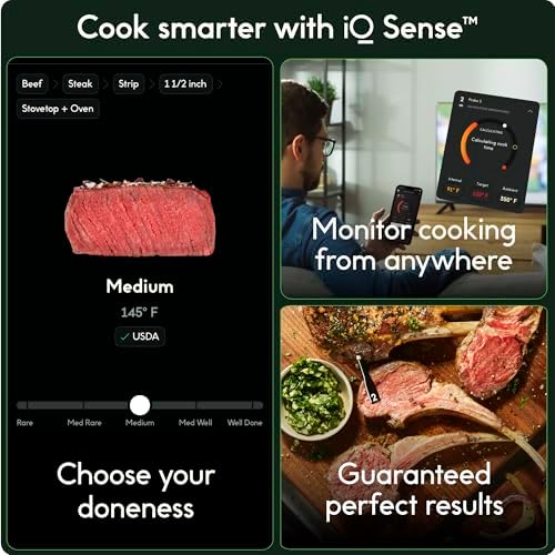 CHEF iQ Sense Smart Wireless Meat Thermometer with 3 Ultra-Thin Probes, Unlimited Range Bluetooth Meat Thermometer, Digital Food Thermometer for Remote Monitoring of BBQ Grill, Oven - Image 2