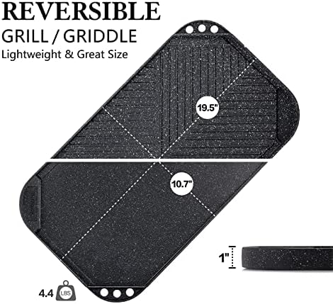 SENSARTE Nonstick Griddle Grill Pan, Pro-Grid Reversible Grill & Griddle Pan, Two Burner Cast Aluminum, Portable for Indoor Stovetop or Outdoor Camping BBQ, 19.5" x 10.7" - Image 5