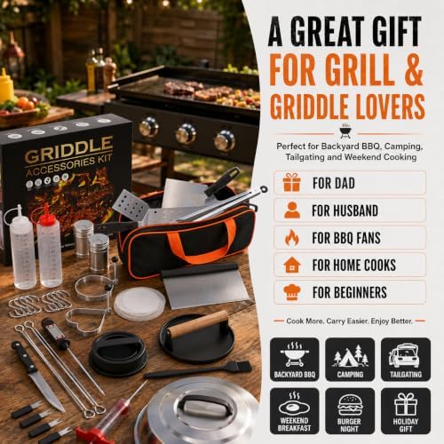 139 PCS Griddle Accessories Kit for Blackstone and Camp Chef, Flat Top Grill Tools Set with Enlarged Spatulas, Professional Burger Press Set with Patty Maker and Carry Bag for Outdoor BBQ - Image 7