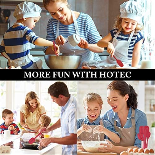 HOTEC BPA Free Silicone Rubber Spatula Set, Red, Set of 5 - Image 7