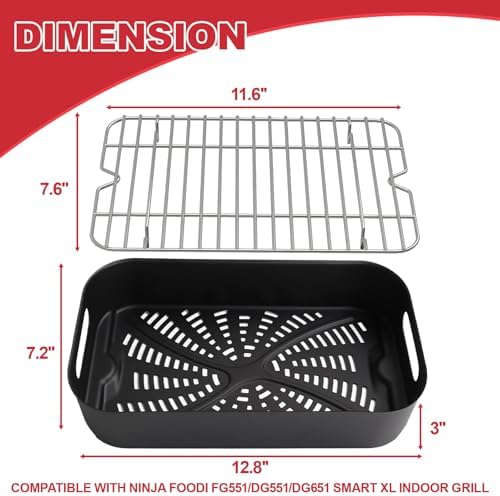 Combo Crisper Basket and Rack for Ninja Foodi FG551 DG551 DG651 Smart XL, Air Frying Griddle Basket and Rack for Ninja Foodi Smart XL Indoor Accessories - Image 2