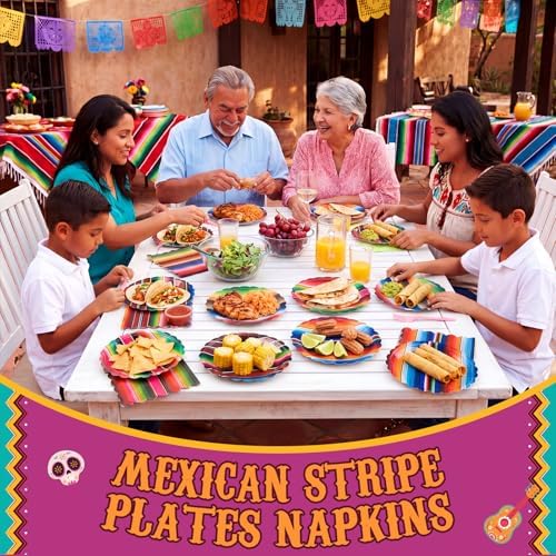 Roshtia 120 Pcs Mexican Serape Plates and Napkins, Fiesta Taco Bar Decor - Image 5