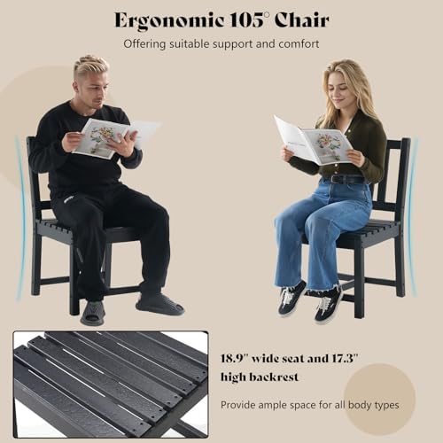 AMERLIFE 5 Piece HDPE Outdoor Dining Set with 36.8" Patio Table and Chairs - Image 5