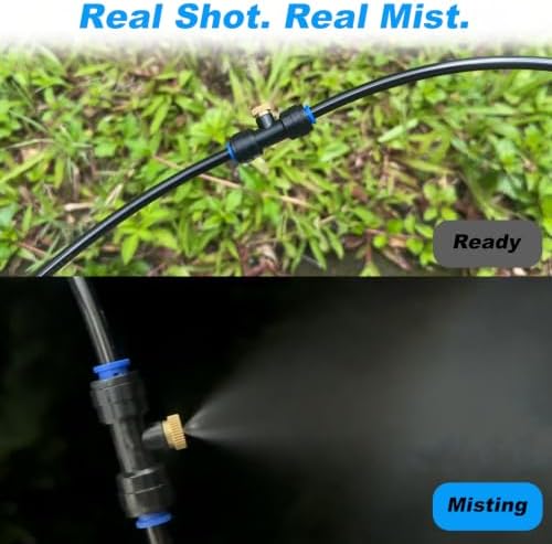 Misting Cooling System, 52FT (16M) Misting Line + 18 Brass Mist Nozzles + Water Filter + Brass Adapter(3/4") Outdoor Mister for Patio Garden Greenhouse Trampoline Coop (Blue) - Image 5
