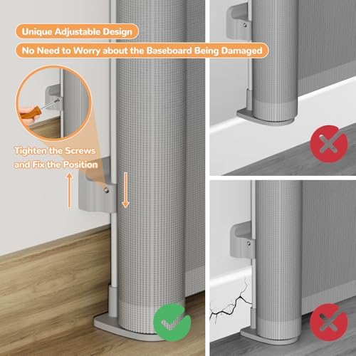 Retractable Baby Gate for Stairs 34" Tall Fits Up to 55" Wide Gray - Image 6