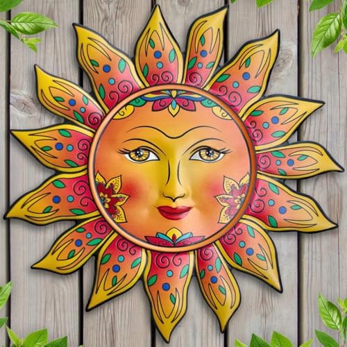 Metal Sun Wall Decor - Sun Flower Wall Art Decoration,Hanging Decoration for Home Garden Farmhouse Yard Patio Fence Living Room Bedroom by Daogtc